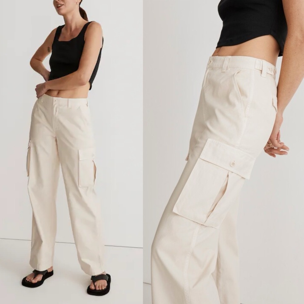 Madewell Cream Straight-Leg Cargo Pants